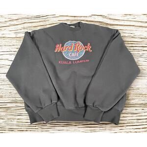 Vintage Hard Rock Cafe Sweatshirt Size Medium Black Embroidered Kuala Lumpur